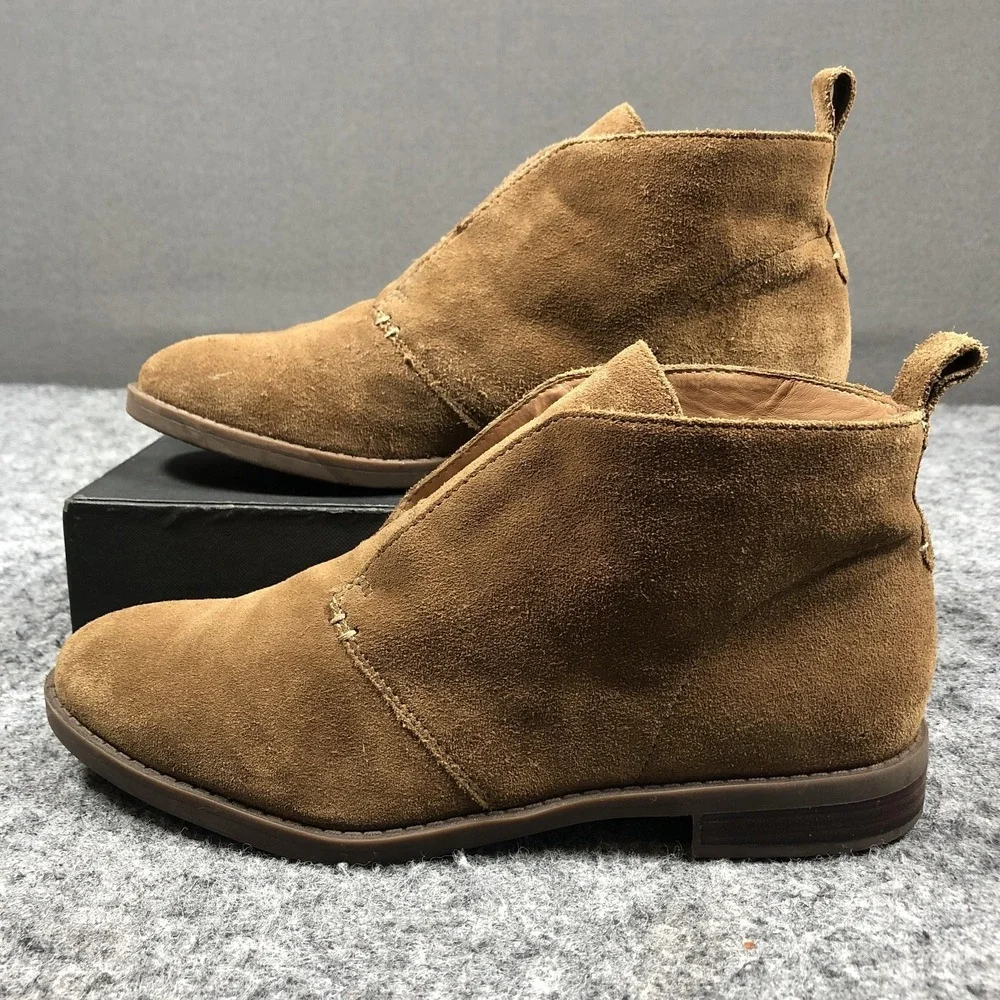 Franco Sarto Isolde Ankle Booties Womens 7.5 M Brown Suede Pull On Flat Casual